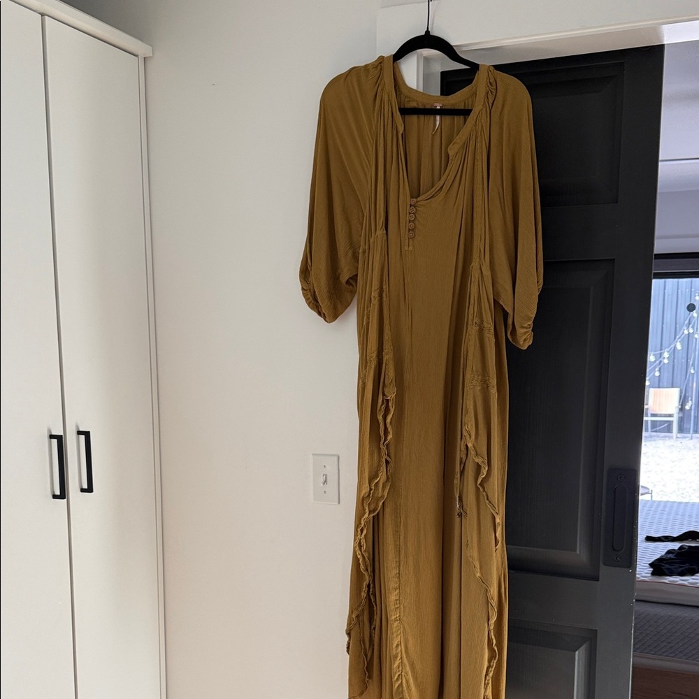 Free People Mustard Ruffled Maxi Dress